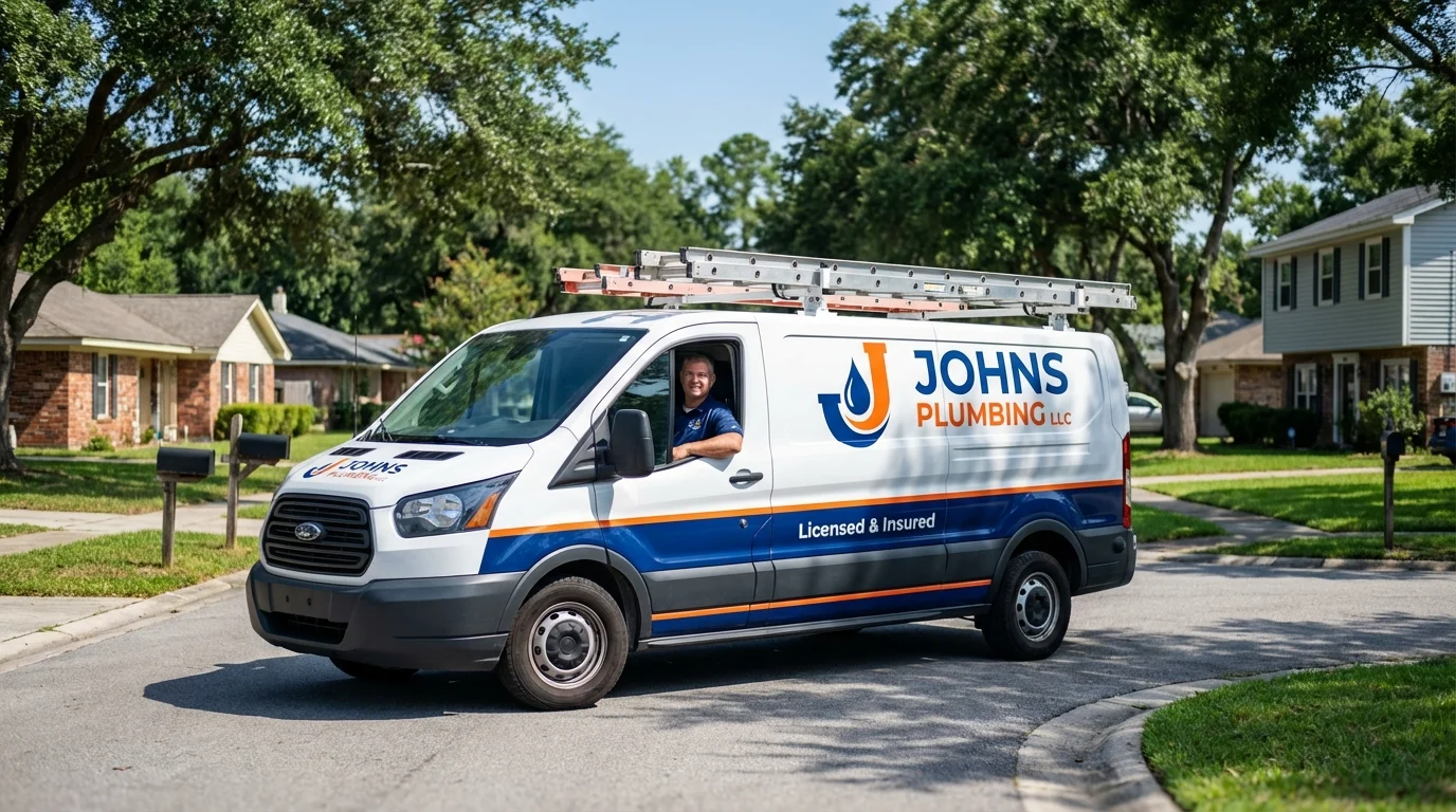 Johns Plumbing LLC service van in Carlyle, IL