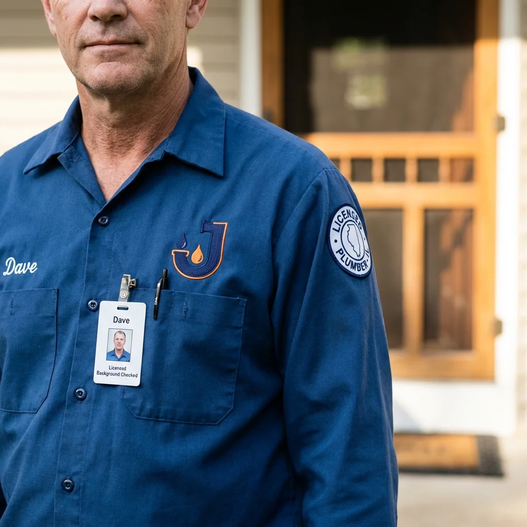 Licensed plumber showing ID badge in Carlyle, IL