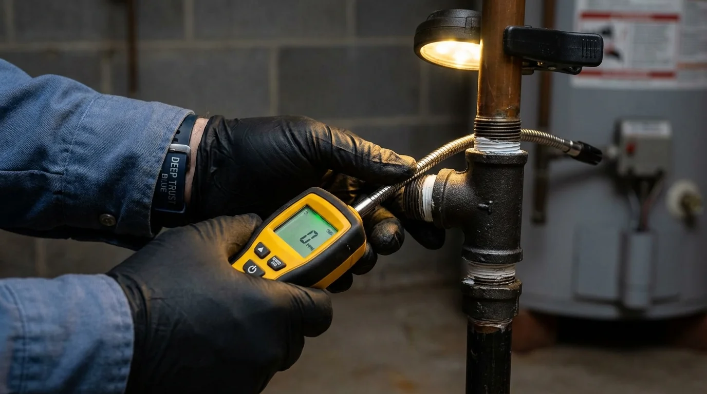 Gas leak detection with electronic sniffer by Johns Plumbing LLC in Carlyle