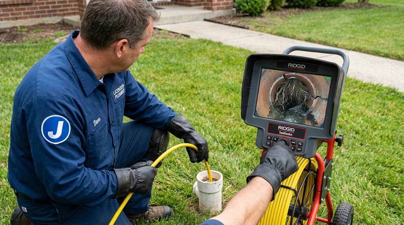 Sewer camera inspection being performed by Johns Plumbing LLC in Carlyle